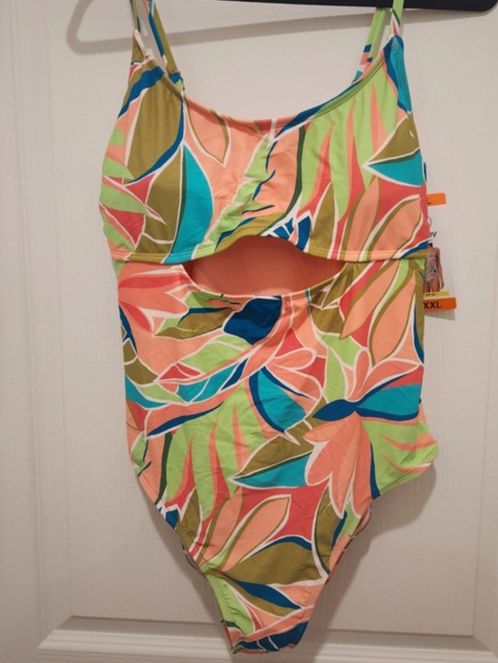 Hurley Other - NWT Hurley Colorful Tropical One-Piece Swimsuit - Teal, Purple & Coral Print XXL